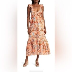 MISA Los Angeles Morrison Floral Tiered Ruffle Cotton Dress